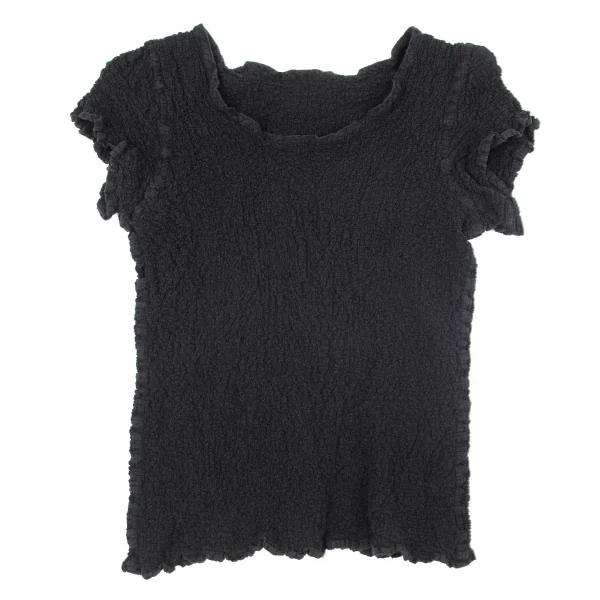 イッセイミヤケ ミーISSEY MIYAKE me カリフラワーフレンチスリーブトップス 黒M位 K-99044_002