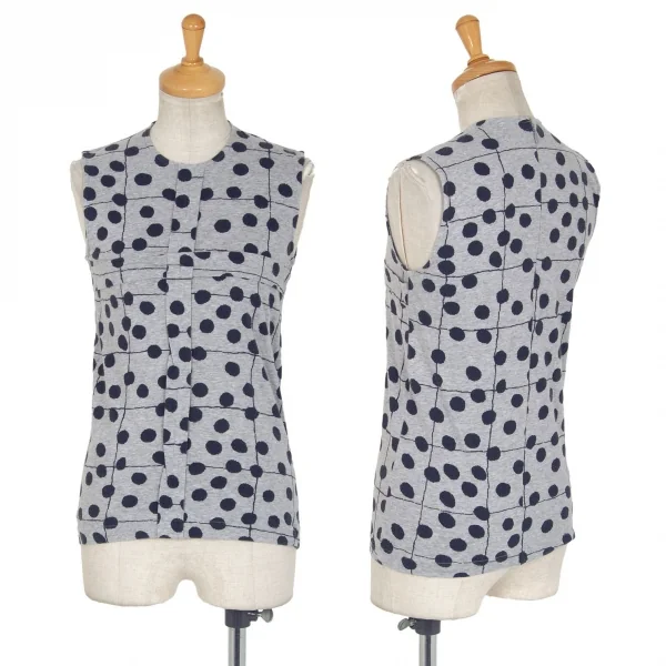 コムデギャルソン　ノースリーブトップス コムコム コムデギャルソンCOMME des GARCONS コットンドット総柄