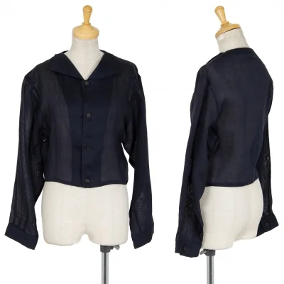 ヨウジヤマモト ファムYohji Yamamoto FEMMEトライアングルカラーショートブラウス 紺