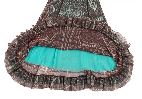 ジャンポールゴルチエ ファムJean Paul GAULTIER FEMME トライバル柄パワーネットキャミワンピース エンジ水色40 K-99087_010