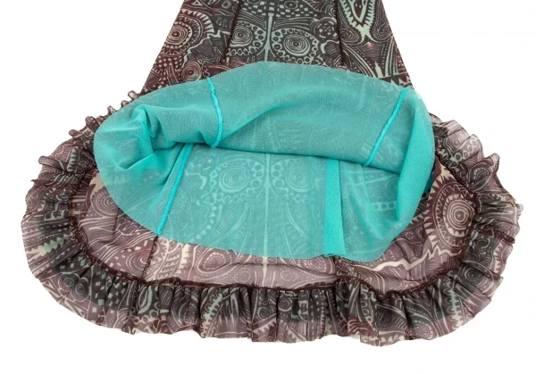 ジャンポールゴルチエ ファムJean Paul GAULTIER FEMME トライバル柄パワーネットキャミワンピース エンジ水色40 K-99087_011