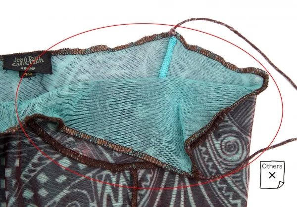 ジャンポールゴルチエ ファムJean Paul GAULTIER FEMME トライバル柄パワーネットキャミワンピース エンジ水色40 K-99087_006