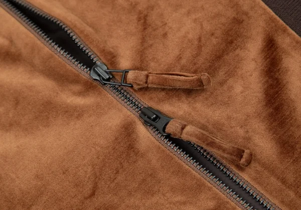 ジャンポールゴルチエ ファムJean Paul GAULTIER FEMME リブ切替変形ベロアブルゾン 茶40 K-99091_011