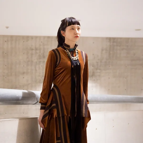 ジャンポールゴルチエ ファムJean Paul GAULTIER FEMME リブ切替変形ベロアブルゾン 茶40 K-99091_017