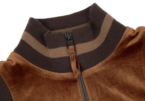 ジャンポールゴルチエ ファムJean Paul GAULTIER FEMME リブ切替変形ベロアブルゾン 茶40 K-99091_004