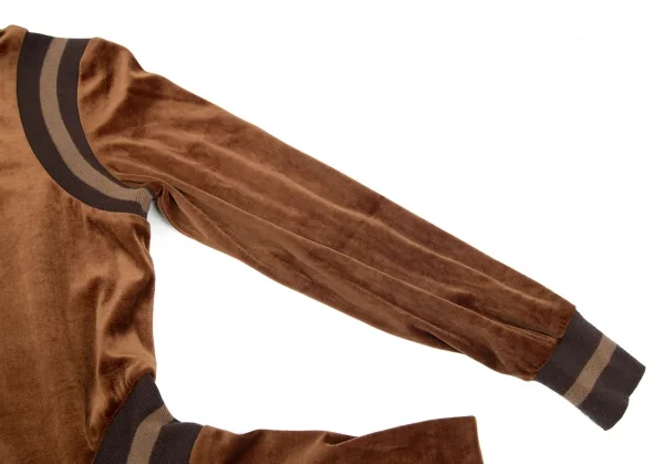 ジャンポールゴルチエ ファムJean Paul GAULTIER FEMME リブ切替変形ベロアブルゾン 茶40 K-99091_005