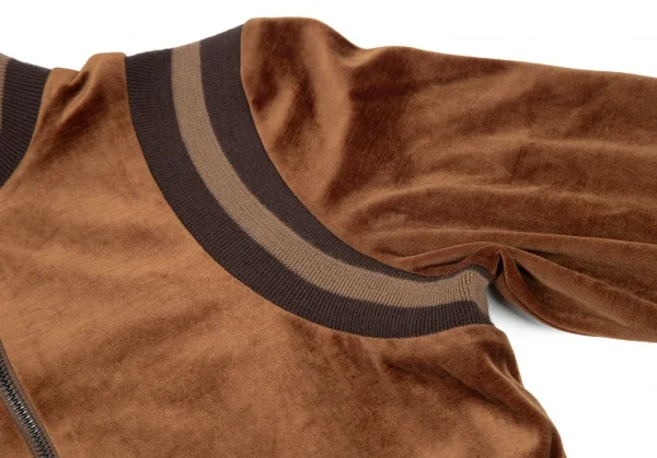 ジャンポールゴルチエ ファムJean Paul GAULTIER FEMME リブ切替変形ベロアブルゾン 茶40 K-99091_006