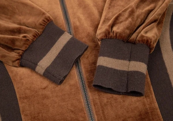 ジャンポールゴルチエ ファムJean Paul GAULTIER FEMME リブ切替変形ベロアブルゾン 茶40 K-99091_007