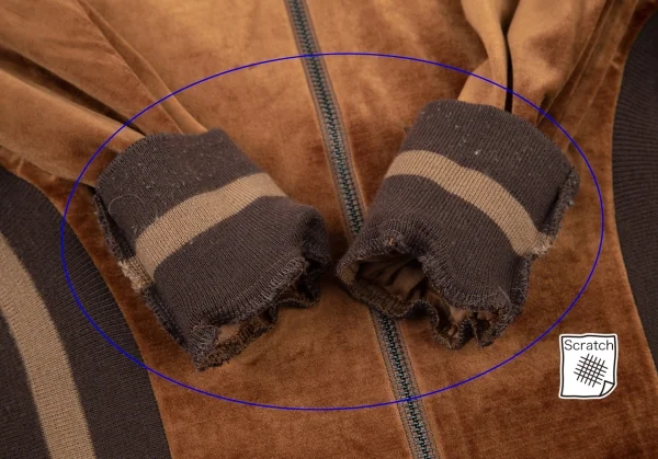 ジャンポールゴルチエ ファムJean Paul GAULTIER FEMME リブ切替変形ベロアブルゾン 茶40 K-99091_008