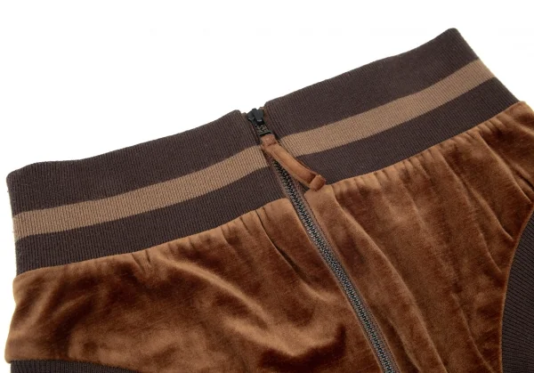 ジャンポールゴルチエ ファムJean Paul GAULTIER FEMME リブ切替変形ベロアスカート 茶40 K-99092_004