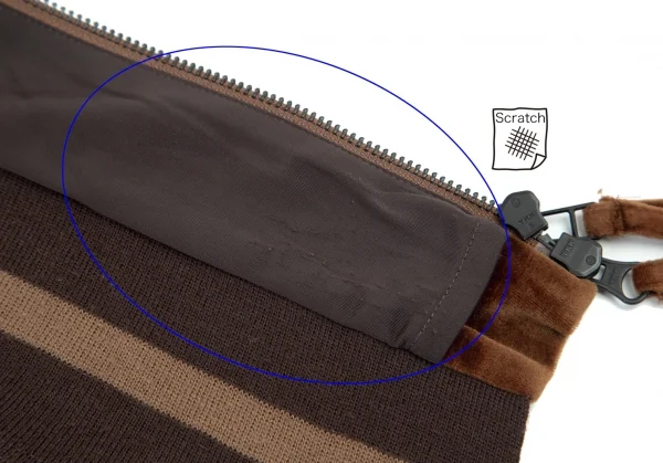 ジャンポールゴルチエ ファムJean Paul GAULTIER FEMME リブ切替変形ベロアスカート 茶40 K-99092_009