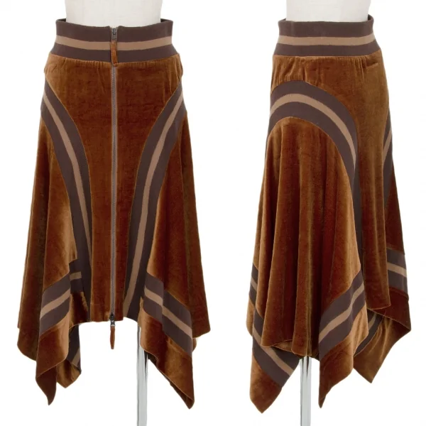 ジャンポールゴルチエ ファムJean Paul GAULTIER FEMME リブ切替変形ベロアセットアップ 茶40 K-99093_011