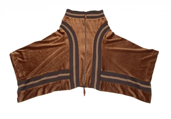 ジャンポールゴルチエ ファムJean Paul GAULTIER FEMME リブ切替変形ベロアセットアップ 茶40 K-99093_012