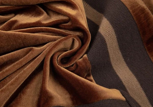 ジャンポールゴルチエ ファムJean Paul GAULTIER FEMME リブ切替変形ベロアセットアップ 茶40 K-99093_018