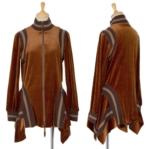 ジャンポールゴルチエ ファムJean Paul GAULTIER FEMME リブ切替変形ベロアセットアップ 茶40 K-99093_002