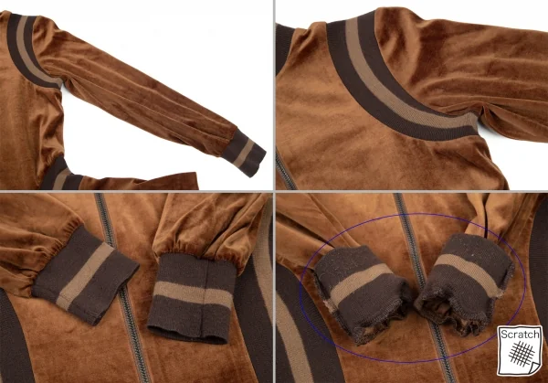 ジャンポールゴルチエ ファムJean Paul GAULTIER FEMME リブ切替変形ベロアセットアップ 茶40 K-99093_005