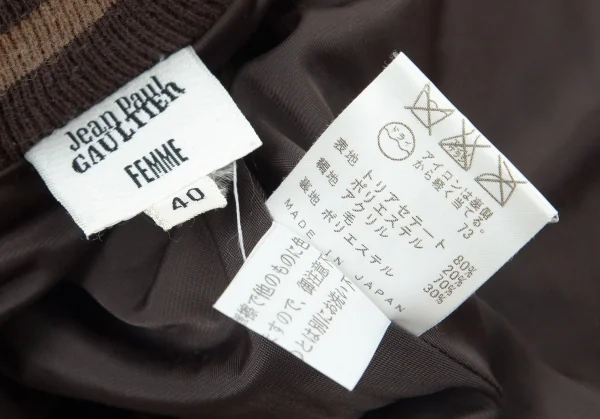ジャンポールゴルチエ ファムJean Paul GAULTIER FEMME リブ切替変形ベロアセットアップ 茶40 K-99093_009