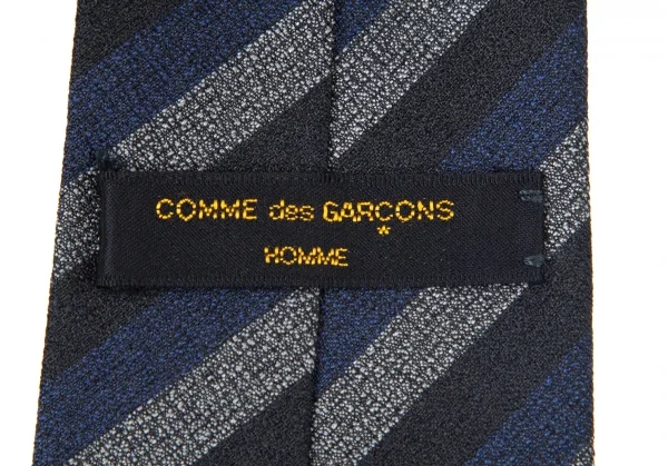 コムデギャルソン オムCOMME des GARCONS HOMME レジメンタルストライプネクタイ 黒青グレー K-99137_005