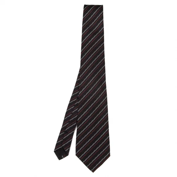 イザックY'SACCS POUR HOMMME バイアスストライプネクタイ 黒 K-99141_001