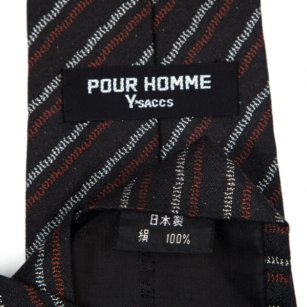 イザックY'SACCS POUR HOMMME バイアスストライプネクタイ 黒 K-99141_005