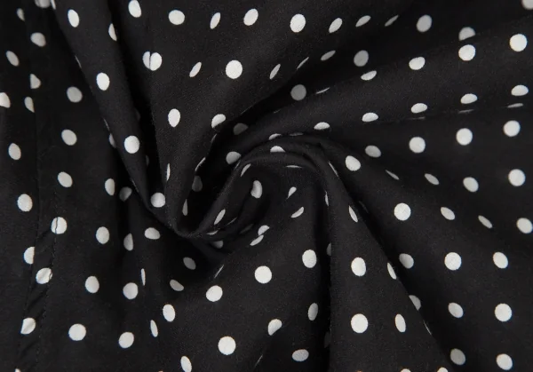 ヨウジヤマモト ノアールYohji Yamamoto NOIR コットン袖パッチアシンメトリービッグシルエットドット半袖シャツ 黒1 K-99147_012