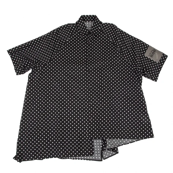 ヨウジヤマモト ノアールYohji Yamamoto NOIR コットン袖パッチアシンメトリービッグシルエットドット半袖シャツ 黒1 K-99147_002