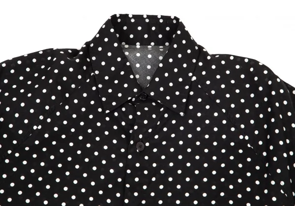 ヨウジヤマモト ノアールYohji Yamamoto NOIR コットン袖パッチアシンメトリービッグシルエットドット半袖シャツ 黒1 K-99147_003