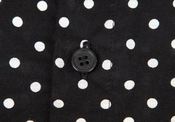 ヨウジヤマモト ノアールYohji Yamamoto NOIR コットン袖パッチアシンメトリービッグシルエットドット半袖シャツ 黒1 K-99147_004
