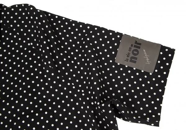 ヨウジヤマモト ノアールYohji Yamamoto NOIR コットン袖パッチアシンメトリービッグシルエットドット半袖シャツ 黒1 K-99147_005