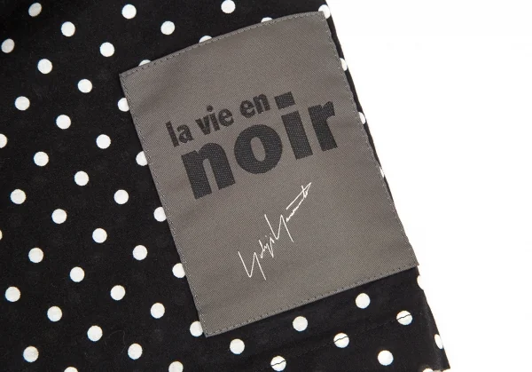 ヨウジヤマモト ノアールYohji Yamamoto NOIR コットン袖パッチアシンメトリービッグシルエットドット半袖シャツ 黒1 K-99147_006