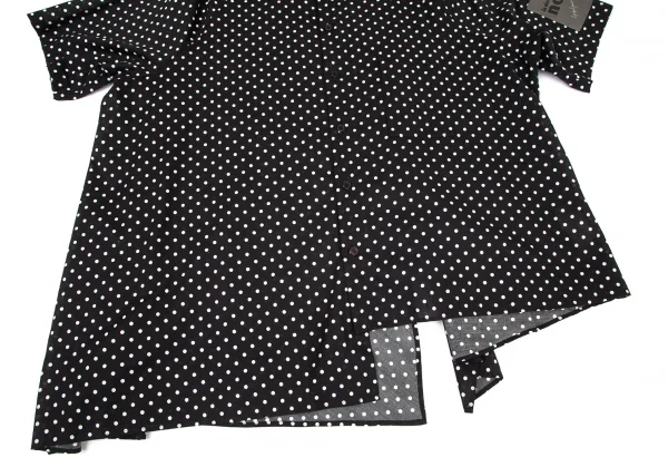 ヨウジヤマモト ノアールYohji Yamamoto NOIR コットン袖パッチアシンメトリービッグシルエットドット半袖シャツ 黒1 K-99147_007