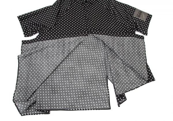 ヨウジヤマモト ノアールYohji Yamamoto NOIR コットン袖パッチアシンメトリービッグシルエットドット半袖シャツ 黒1 K-99147_008