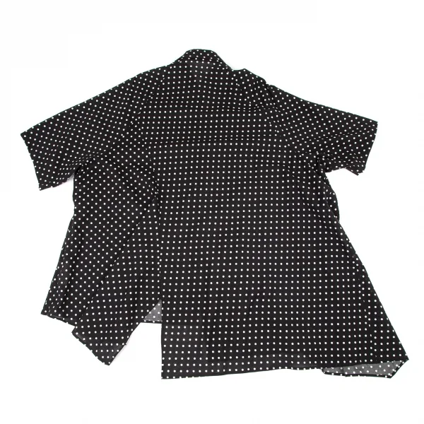 ヨウジヤマモト ノアールYohji Yamamoto NOIR コットン袖パッチアシンメトリービッグシルエットドット半袖シャツ 黒1 K-99147_009