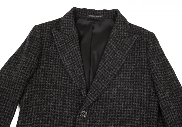 ヨウジヤマモト ノアールYohji Yamamoto NOIR アルパカ混アシンメトリーピークドラペルBジャケット 黒グレー2 K-99148_003