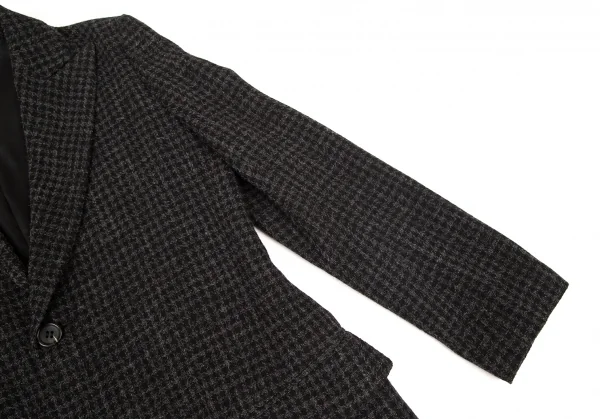 ヨウジヤマモト ノアールYohji Yamamoto NOIR アルパカ混アシンメトリーピークドラペルBジャケット 黒グレー2 K-99148_005