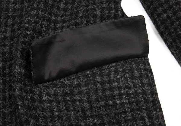 ヨウジヤマモト ノアールYohji Yamamoto NOIR アルパカ混アシンメトリーピークドラペルBジャケット 黒グレー2 K-99148_008