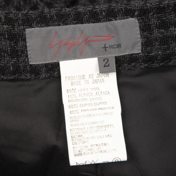 ヨウジヤマモト ノアールYohji Yamamoto NOIR アルパカ混タックワイドパンツ 黒グレー2 K-99149_014