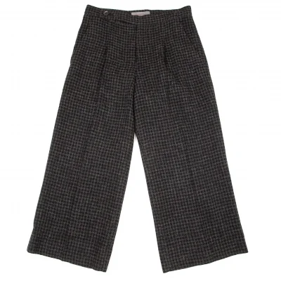 ヨウジヤマモト ノアールYohji Yamamoto NOIR アルパカ混タックワイドパンツ 黒グレー