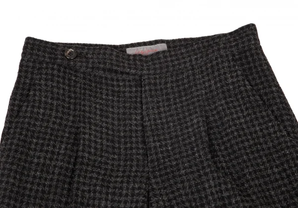 ヨウジヤマモト ノアールYohji Yamamoto NOIR アルパカ混タックワイドパンツ 黒グレー2 K-99149_002