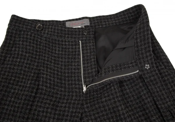 ヨウジヤマモト ノアールYohji Yamamoto NOIR アルパカ混タックワイドパンツ 黒グレー2 K-99149_004