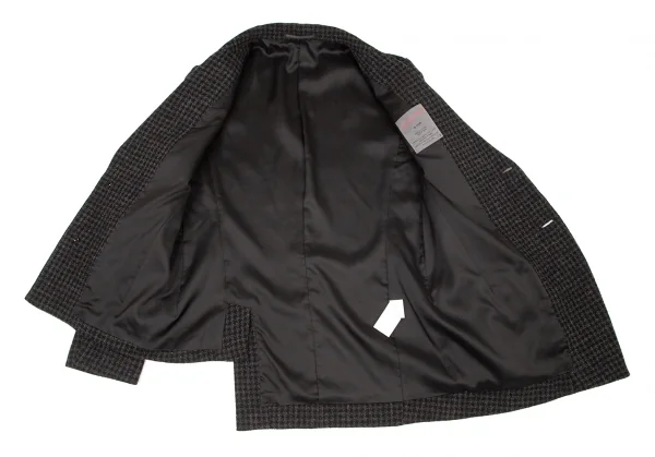 ヨウジヤマモト ノアールYohji Yamamoto NOIR アルパカ混アシンメトリーピークドラペルセットアップ 黒グレー2 K-99150_006