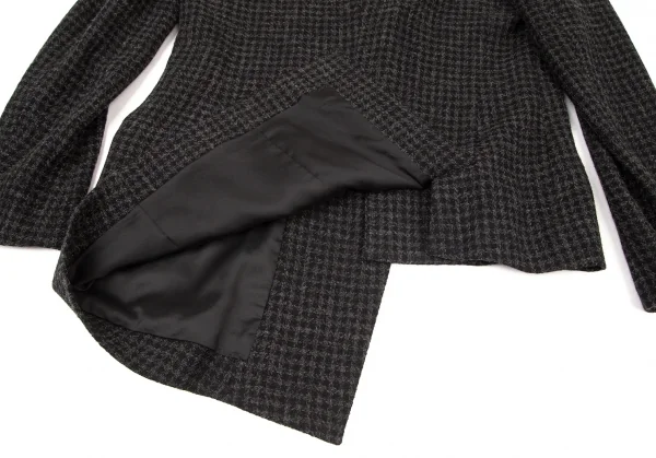 ヨウジヤマモト ノアールYohji Yamamoto NOIR アルパカ混アシンメトリーピークドラペルセットアップ 黒グレー2 K-99150_008