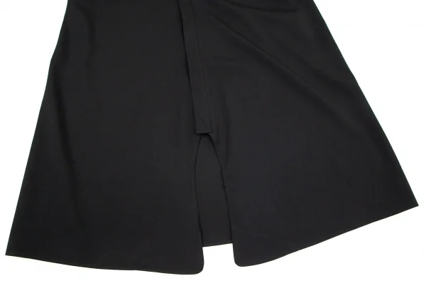 ヨウジヤマモト ファムYohji Yamamoto FEMME ウールギャババック比翼ボタンポケットデザインロングワンピース 黒1 K-99151_011