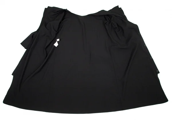 ヨウジヤマモト ファムYohji Yamamoto FEMME ウールギャババック比翼ボタンポケットデザインロングワンピース 黒1 K-99151_012