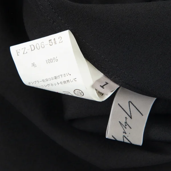 ヨウジヤマモト ファムYohji Yamamoto FEMME ウールギャババック比翼ボタンポケットデザインロングワンピース 黒1 K-99151_015