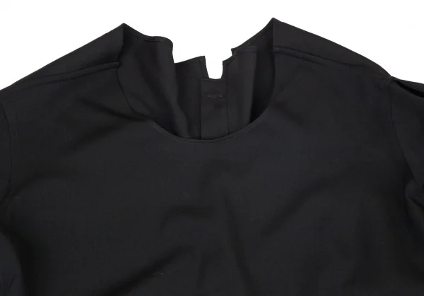 ヨウジヤマモト ファムYohji Yamamoto FEMME ウールギャババック比翼ボタンポケットデザインロングワンピース 黒1 K-99151_003