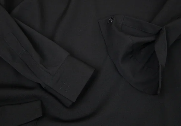 ヨウジヤマモト ファムYohji Yamamoto FEMME ウールギャババック比翼ボタンポケットデザインロングワンピース 黒1 K-99151_006