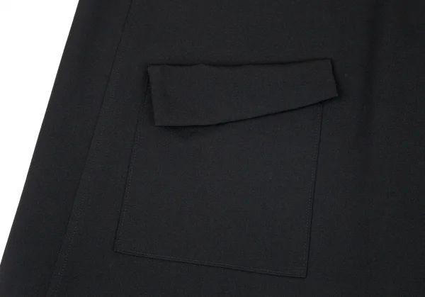 ヨウジヤマモト ファムYohji Yamamoto FEMME ウールギャババック比翼ボタンポケットデザインロングワンピース 黒1 K-99151_008