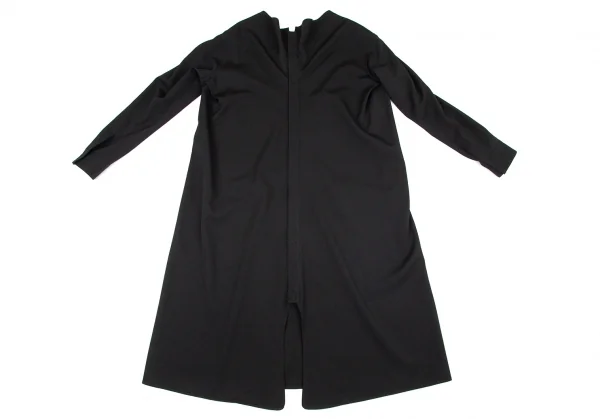 ヨウジヤマモト ファムYohji Yamamoto FEMME ウールギャババック比翼ボタンポケットデザインロングワンピース 黒1 K-99151_009