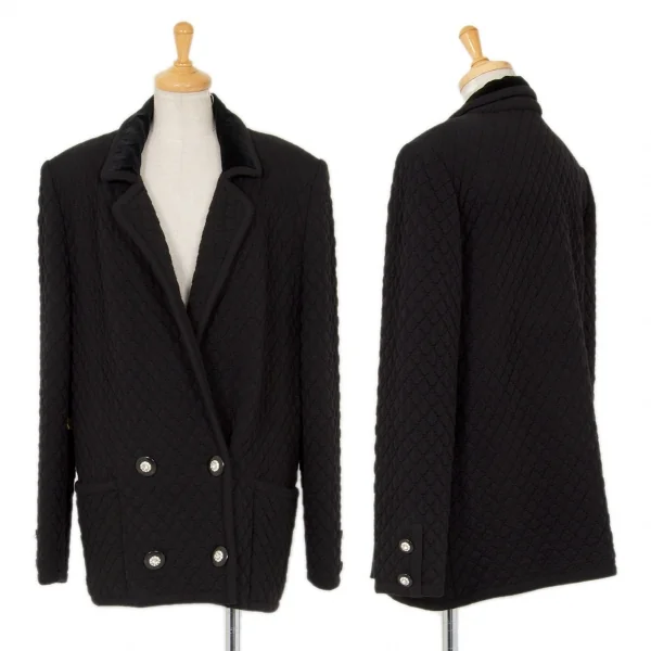 ヴァレンティノ ガラヴァーニVALENTINO GARAVANI ウールキルティングビジューボタンダブルジャケット 黒44 K-99152_001